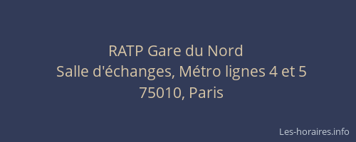 RATP Gare du Nord 