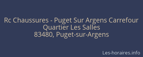 Rc Chaussures - Puget Sur Argens Carrefour