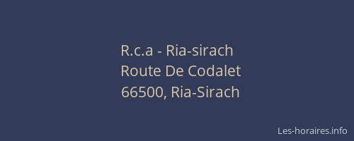 R.c.a - Ria-sirach