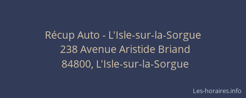 Récup Auto - L'Isle-sur-la-Sorgue