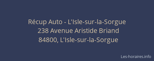 R&eacute;cup Auto - L'Isle-sur-la-Sorgue