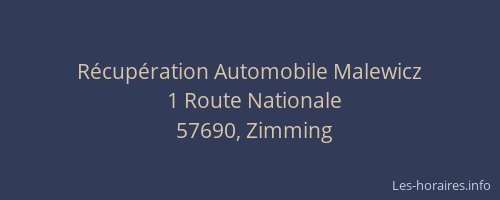 R&eacute;cup&eacute;ration Automobile Malewicz