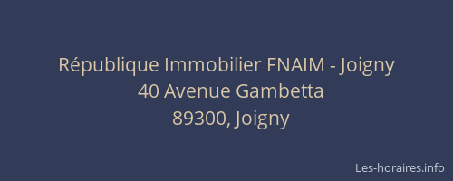 République Immobilier FNAIM - Joigny