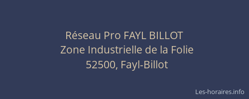 Réseau Pro FAYL BILLOT