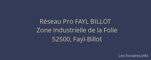 R&eacute;seau Pro FAYL BILLOT
