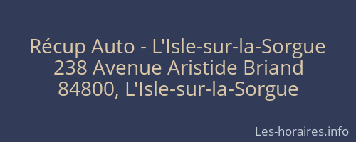 Récup Auto - L'Isle-sur-la-Sorgue