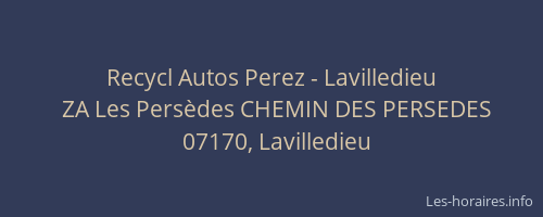 Recycl Autos Perez - Lavilledieu