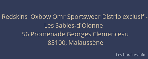 Redskins  Oxbow Omr Sportswear Distrib exclusif - Les Sables-d'Olonne