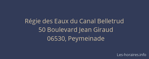 Régie des Eaux du Canal Belletrud