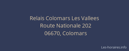 Relais Colomars Les Vallees