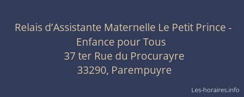 Relais d’Assistante Maternelle Le Petit Prince - Enfance pour Tous