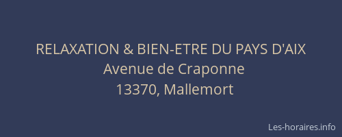 RELAXATION & BIEN-ETRE DU PAYS D'AIX