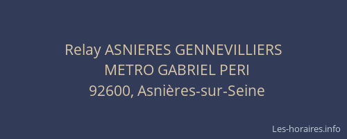 Relay ASNIERES GENNEVILLIERS