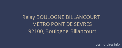 Relay BOULOGNE BILLANCOURT