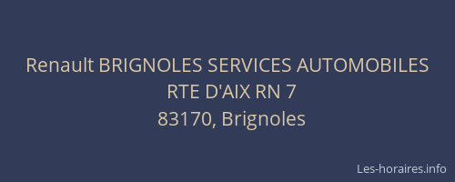 Renault BRIGNOLES SERVICES AUTOMOBILES