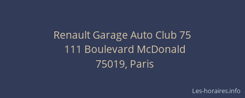 Renault Garage Auto Club 75