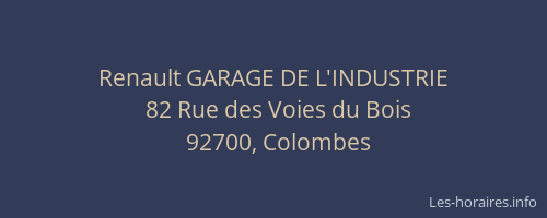 Renault GARAGE DE L'INDUSTRIE