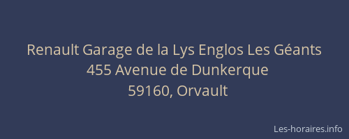 Renault Garage de la Lys Englos Les Géants