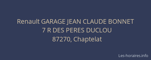 Renault GARAGE JEAN CLAUDE BONNET