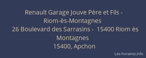 Renault Garage Jouve Père et Fils - Riom-ès-Montagnes
