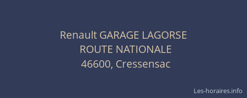 Renault GARAGE LAGORSE