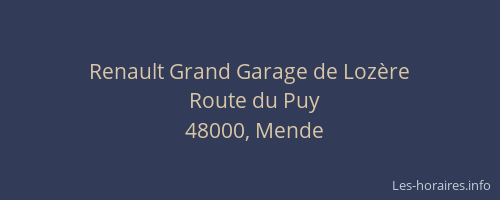 Renault Grand Garage de Loz&egrave;re