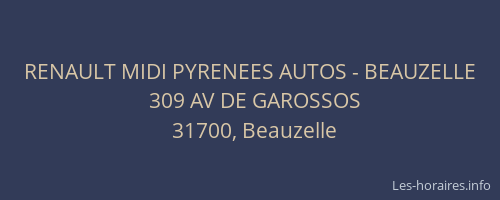 RENAULT MIDI PYRENEES AUTOS - BEAUZELLE