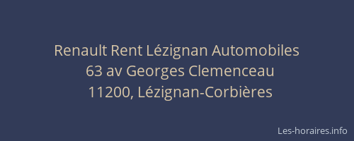 Renault Rent L&eacute;zignan Automobiles
