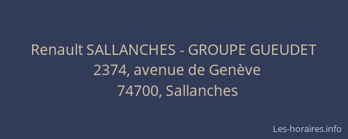 Renault SALLANCHES - GROUPE GUEUDET