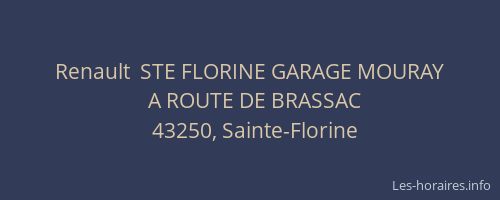 Renault  STE FLORINE GARAGE MOURAY