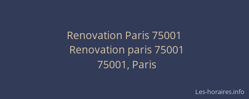 Renovation Paris 75001