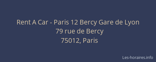 Rent A Car - Paris 12 Bercy Gare de Lyon