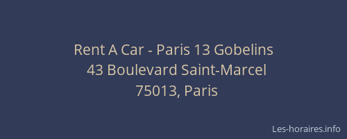 Rent A Car - Paris 13 Gobelins