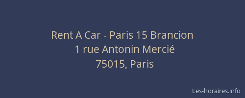 Rent A Car - Paris 15 Brancion