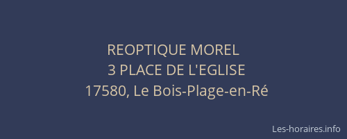 REOPTIQUE MOREL