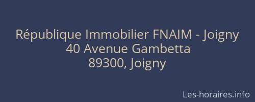 République Immobilier FNAIM - Joigny