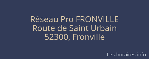 Réseau Pro FRONVILLE