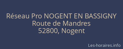 Réseau Pro NOGENT EN BASSIGNY