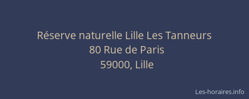 Réserve naturelle Lille Les Tanneurs