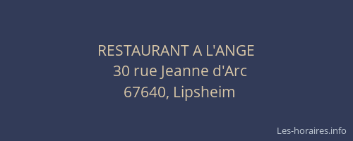 RESTAURANT A L'ANGE