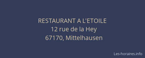 RESTAURANT A L'ETOILE