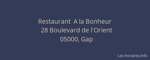 Restaurant  A la Bonheur