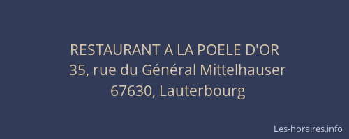 RESTAURANT A LA POELE D'OR