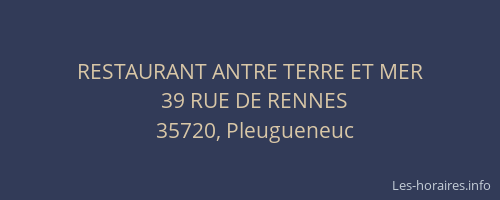 RESTAURANT ANTRE TERRE ET MER