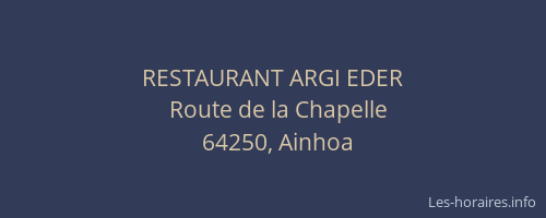 RESTAURANT ARGI EDER