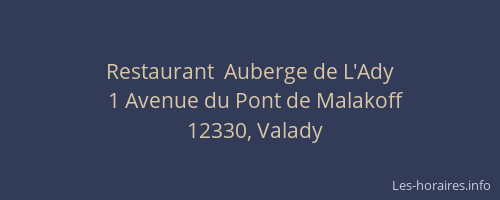 Restaurant  Auberge de L'Ady