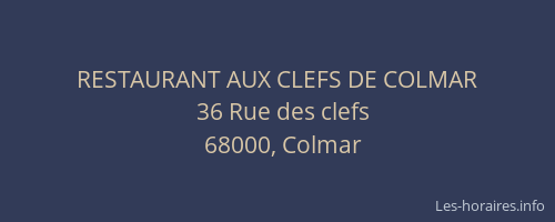 RESTAURANT AUX CLEFS DE COLMAR