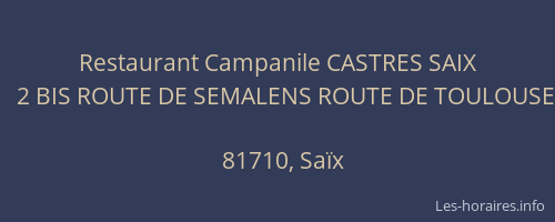 Restaurant Campanile CASTRES SAIX