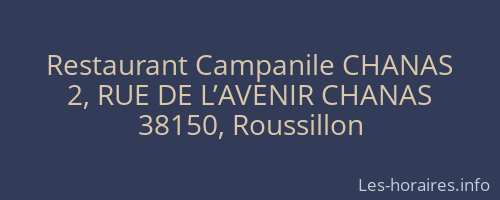 Restaurant Campanile CHANAS