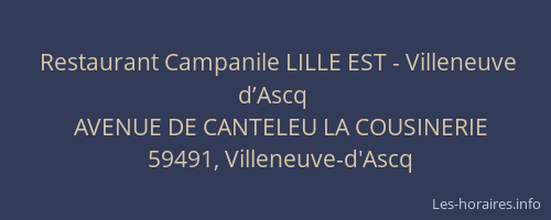 Restaurant Campanile LILLE EST - Villeneuve d’Ascq